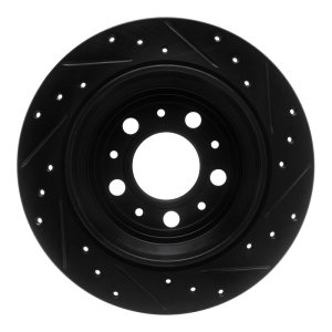 Volvo V70 Brake Rotor (1) - Rear Left - R1 Concepts - Drilled & Slotted - Black - `99-`00